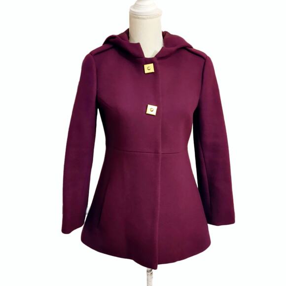 Diane Von Furstenberg Jackets & Blazers - Diane Von Furstenberg Purple Wool Duffle Coat Hooded Size 4 $825